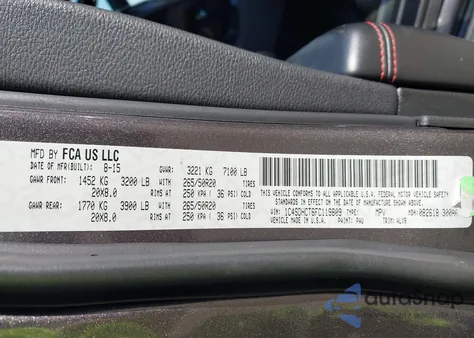 2015 Dodge Durango R/T from USA, damaged, VIN 1C4SDHCT6FC119809